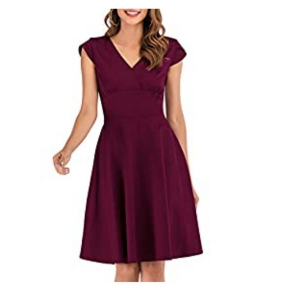 New-Meetjen Women's Cocktail Party Dress w Free Adjustable Dangling Earrings